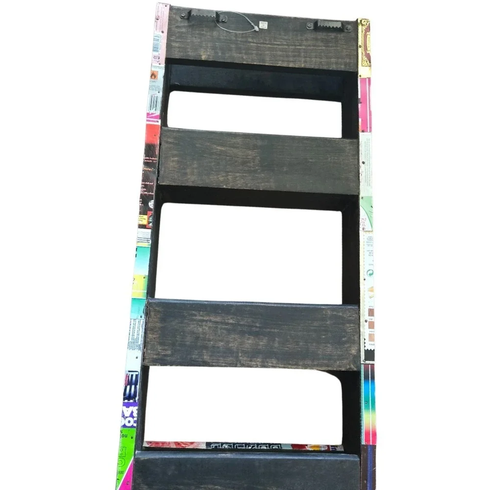 VTG Wood Mail Magazine Holder Decoupage Metallic Pop‎ Art Eclectic Funky Bright